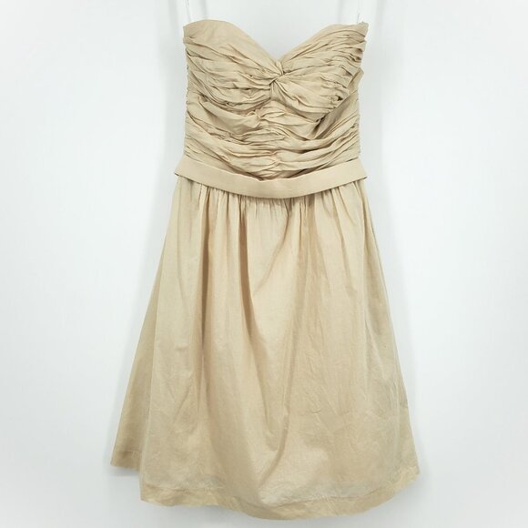 Dessy Collection Strapless Bridesmaid Dress with Shirred Bodice 2823 Palomino 10 - Picture 1 of 9